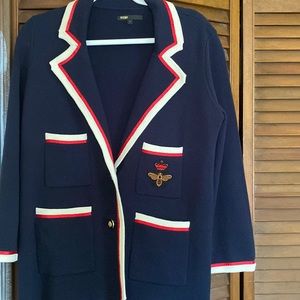 Maje Blazer Blue with red and white trim and bee on pocket New without tags